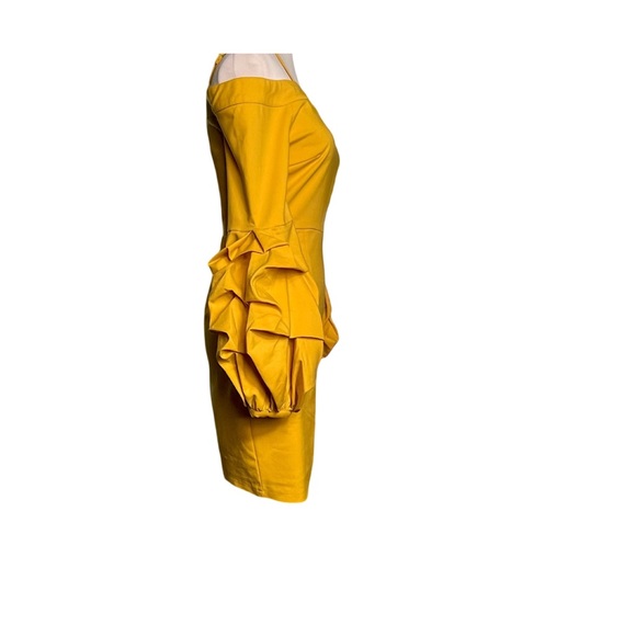 NWT LOOK AT ME Marigold Yellow Blouson Sleeve Dress Size S Coquette Satement - Picture 4 of 11